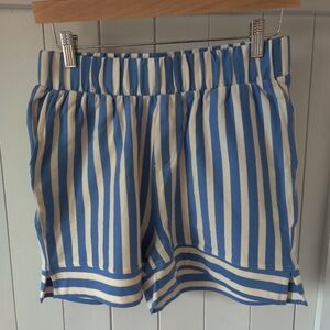 Pact staycation blue and white striped sleeve short